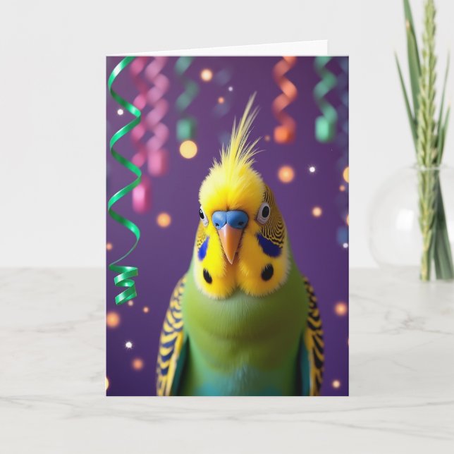Joyful Birthday Green Bird Card (Front)