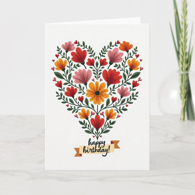 Joyful Birthday Heart Card (Front)