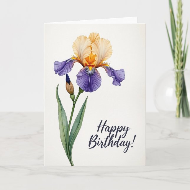 Joyful Birthday Iris Art Card (Front)
