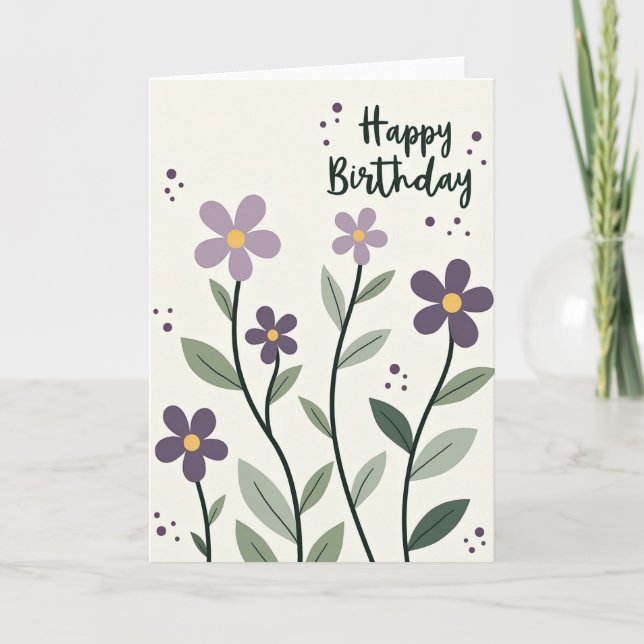 Joyful Birthday Lavender Card (Front)