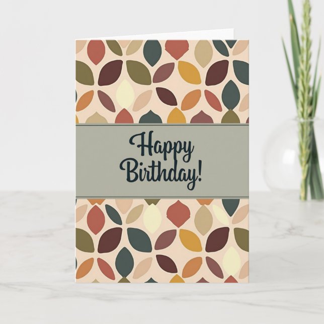 Joyful Birthday Leaf Pattern Card (Front)