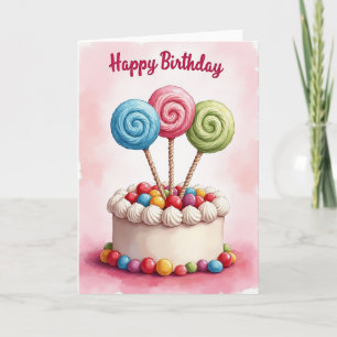 Joyful Birthday Lollipop Swirl Card