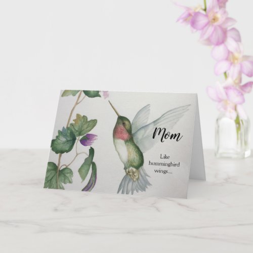 Joyful Birthday Mom Hummingbird Wings Elegant Love Card