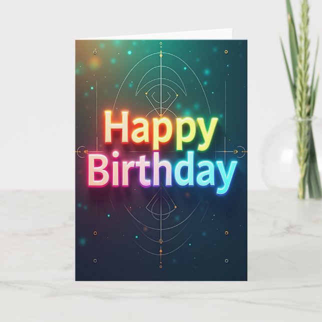 Joyful Birthday Neon Glow Card (Front)