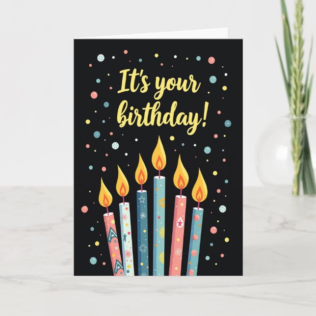 Joyful Birthday Patterned Sticks Card (Front)