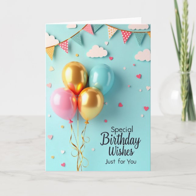 Joyful Birthday Pennant Card (Front)