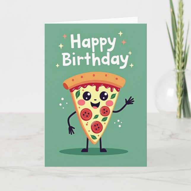 Joyful Birthday Pizza Slice Card (Front)