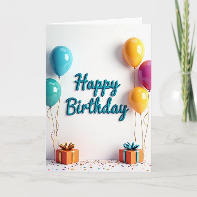 Joyful Birthday Presents Card (Front)