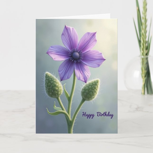 Joyful Birthday Purple Bloom Card (Front)