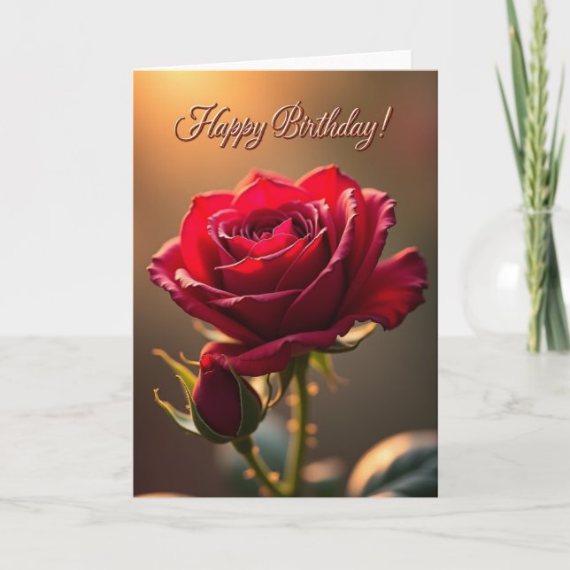 Joyful Birthday Red Bloom Card (Front)