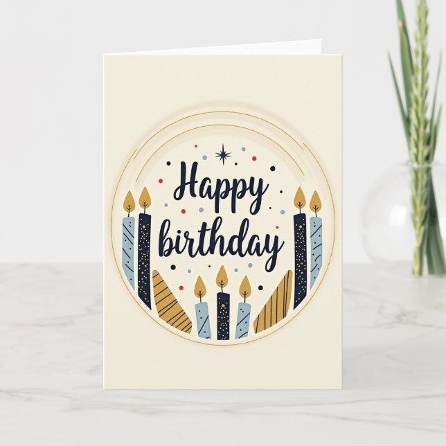 Joyful Birthday Scripted Candles Card (Front)