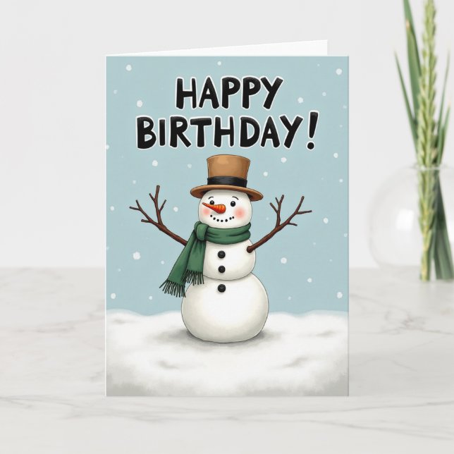 Joyful Birthday Snowman Card (Front)