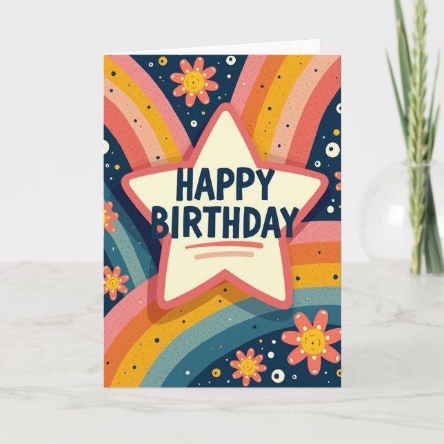 Joyful Birthday Star Confetti Card (Front)