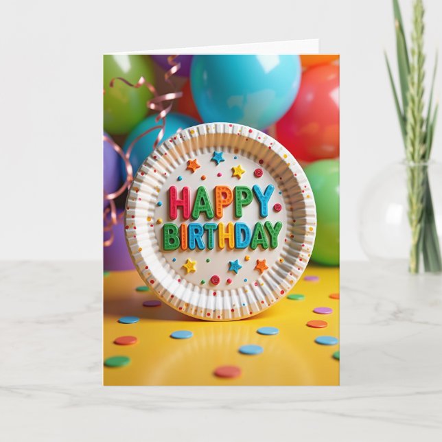 Joyful Birthday Textured Plate Card (Front)