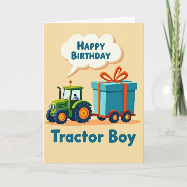 Joyful Birthday Tractor Card (Front)