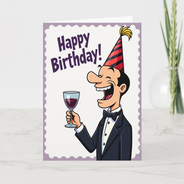 Joyful Birthday Tuxedo Man Card (Front)