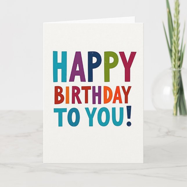 Joyful Birthday Vibrant Typography Card (Front)