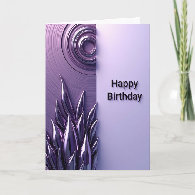 Joyful Birthday Violet Foliage Card (Front)