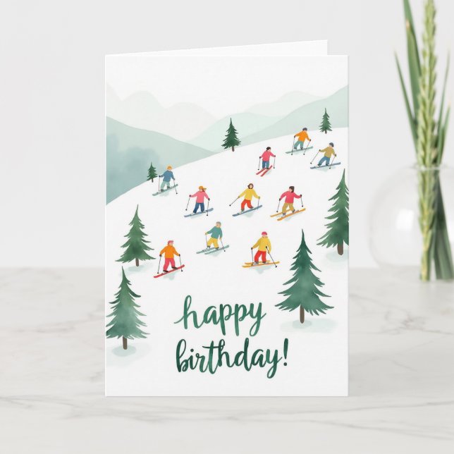 Joyful Birthday Winter Slope Card (Front)