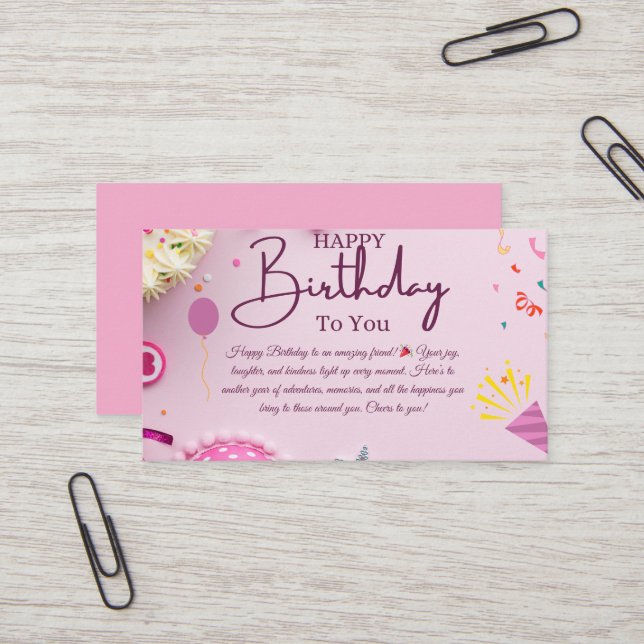 Joyful Birthday Wishes Business Card (Front/Back In Situ)