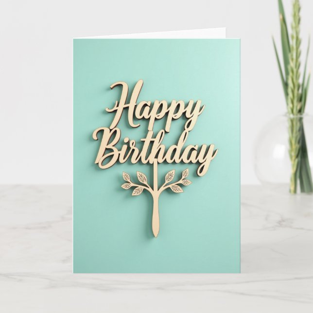 Joyful Birthday Wooden Script Card (Front)