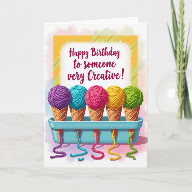 Joyful Birthday Yarn Scoop Card (Front)