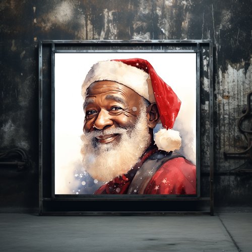 Joyful Black Santa Poster