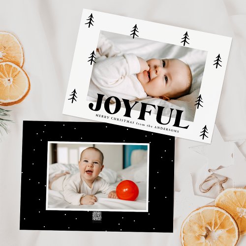 Joyful Black Trees 2 Photo Holiday Card