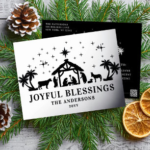 Joyful Blessings Religious Christmas Nativity Foil Holiday Postcard
