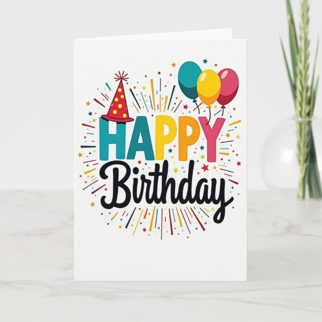 Joyful Block Letter Birthday Card (Front)
