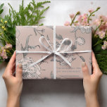 Joyful Blossoms - Shakespeare Wedding Wrapping Paper<br><div class="desc">This wedding wrapping paper exudes elegance and charm, perfect for celebrating a couple’s special day. The background features a soft, blush-pink hue that sets a romantic and warm tone. Delicately illustrated flowers in a subtle gray outline provide a beautiful, floral motif that blends effortlessly with the overall design, giving the...</div>