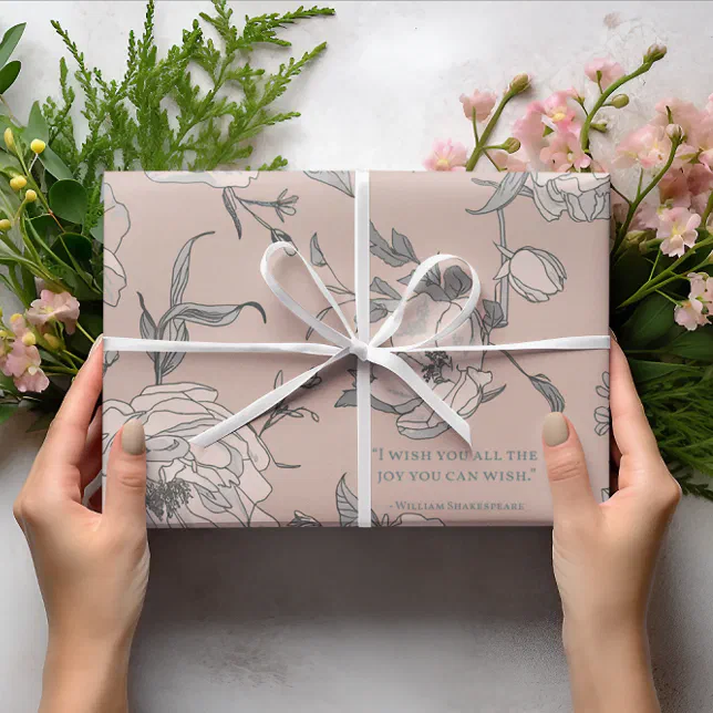 Joyful Blossoms - Shakespeare Wedding Wrapping Paper