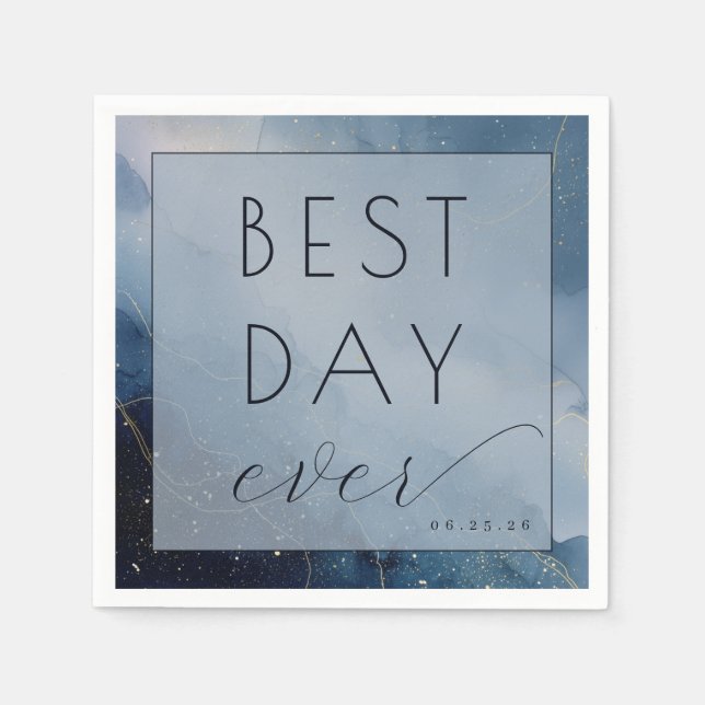 Joyful Blue Abstract Celebration Napkins (Front)