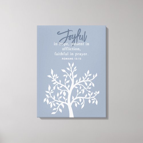 Joyful Blue Bible Verse and Simple Tree Canvas Print