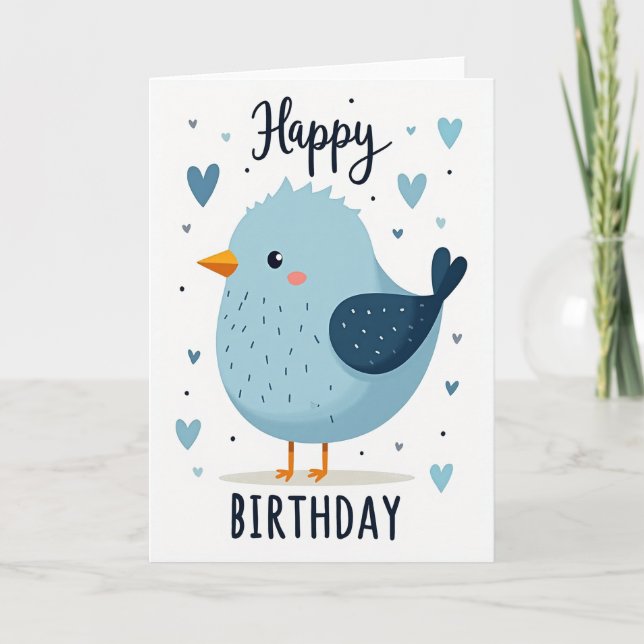 Joyful Blue Bird Birthday Card (Front)