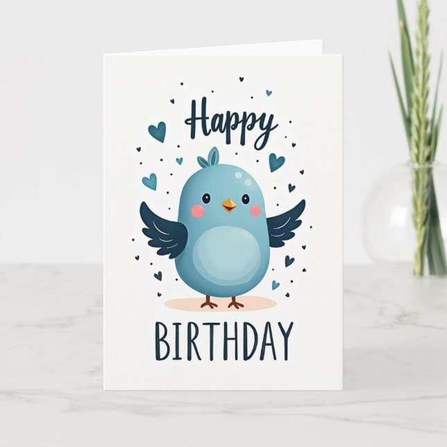 Joyful Blue Bird Card (Front)