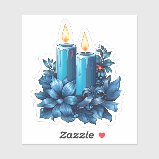 Joyful Blue Candle for Christmas Sticker (Sheet)