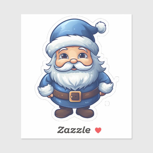 Joyful Blue Santa Spreading Cheer Sticker (Sheet)