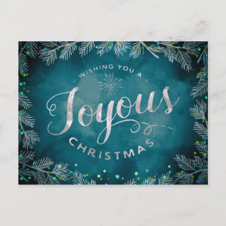 Joyful blue watercolor branches postcard