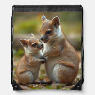 "Joyful Bond: Mama and Baby Quokka" Drawstring Bag
