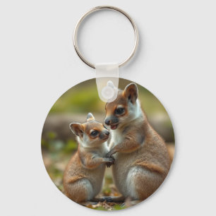 "Joyful Bond: Mama and Baby Quokka" Keychain