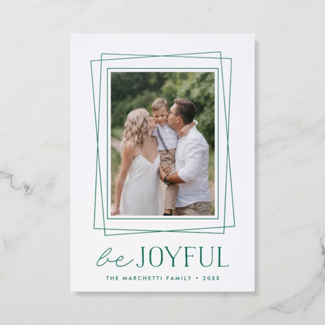 Joyful Border Christmas Letterpress Photo Cards (Front)