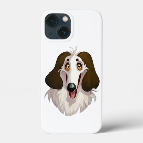 Joyful Borzoi _ Colorful Cartoon hound iPhone 13 Mini Case