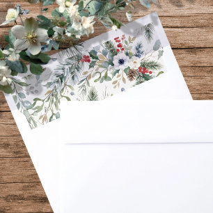 Joyful Botanical Christmas Envelope Liner