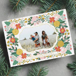 Joyful Botanical Floral Garden Elegant Photo Frame Foil Holiday Card<br><div class="desc">Spread the joy this holiday season with our joyful botanical floral & foliage elegant photo frame foil holiday card. Our design features our hand-drawn floral festive botanicals. "Joy" is overlaid over the photo in gold foil. The bountiful floral botanicals create a beautiful frame around the decorative photo frame. Gold foil...</div>