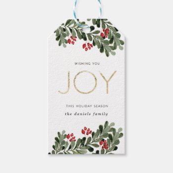 Joyful Boughs Of Holly Gift Tags by blush_printables at Zazzle