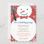 Joyful Bow Tie Snowman Holiday Party Invitation at Zazzle