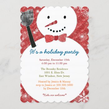 Joyful Bow Tie Snowman Holiday Party Invitation by Whimsical_Holidays at Zazzle