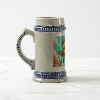 Joyful boy enjoying  beer stein