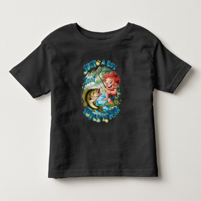 Joyful Boy Reeling in a Catch Toddler T-shirt (Front)